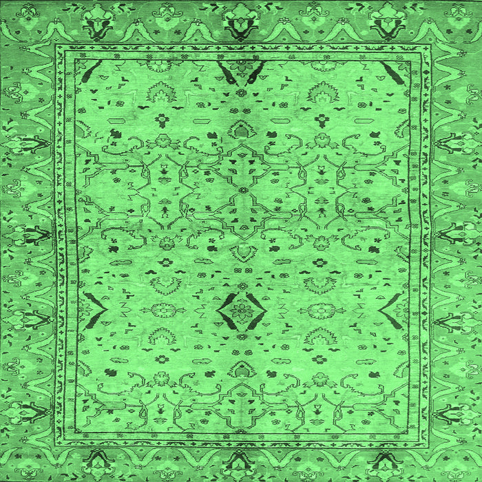 Square Oriental Emerald Green Traditional Rug, abs722emgrn