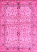 Machine Washable Oriental Pink Traditional Rug, wshabs722pnk