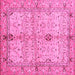 Square Machine Washable Oriental Pink Traditional Rug, wshabs722pnk