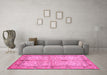 Machine Washable Oriental Pink Traditional Rug in a Living Room, wshabs722pnk