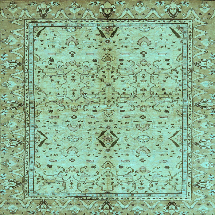 Square Machine Washable Oriental Light Blue Traditional Rug, wshabs722lblu