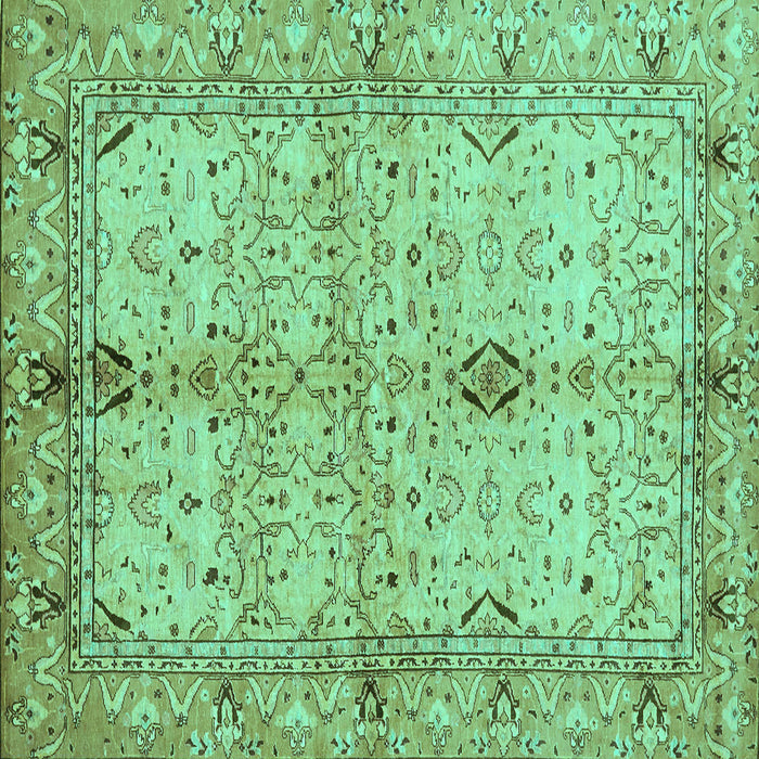 Square Machine Washable Oriental Turquoise Traditional Area Rugs, wshabs722turq