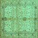 Square Oriental Turquoise Traditional Rug, abs722turq