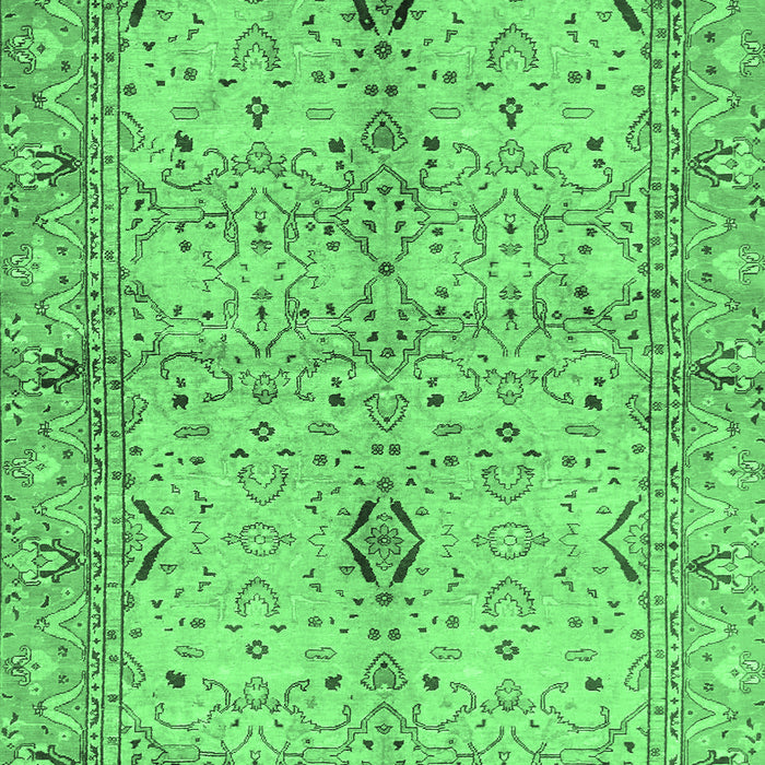 Machine Washable Oriental Emerald Green Traditional Area Rugs, wshabs722emgrn