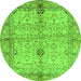 Round Oriental Green Traditional Rug, abs722grn