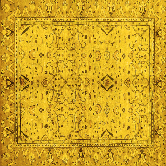 Square Machine Washable Oriental Yellow Traditional Rug, wshabs722yw