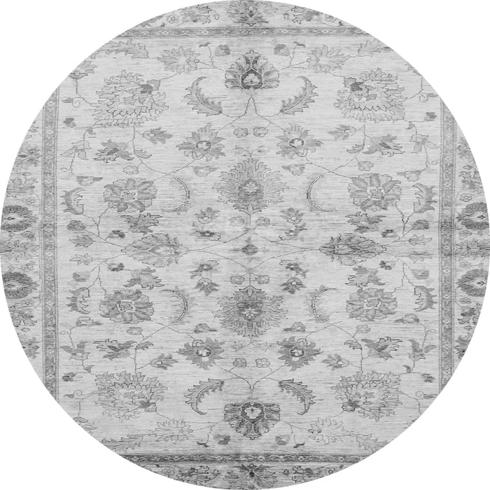 Round Machine Washable Oriental Gray Traditional Rug, wshabs723gry