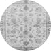 Round Machine Washable Oriental Gray Traditional Rug, wshabs723gry