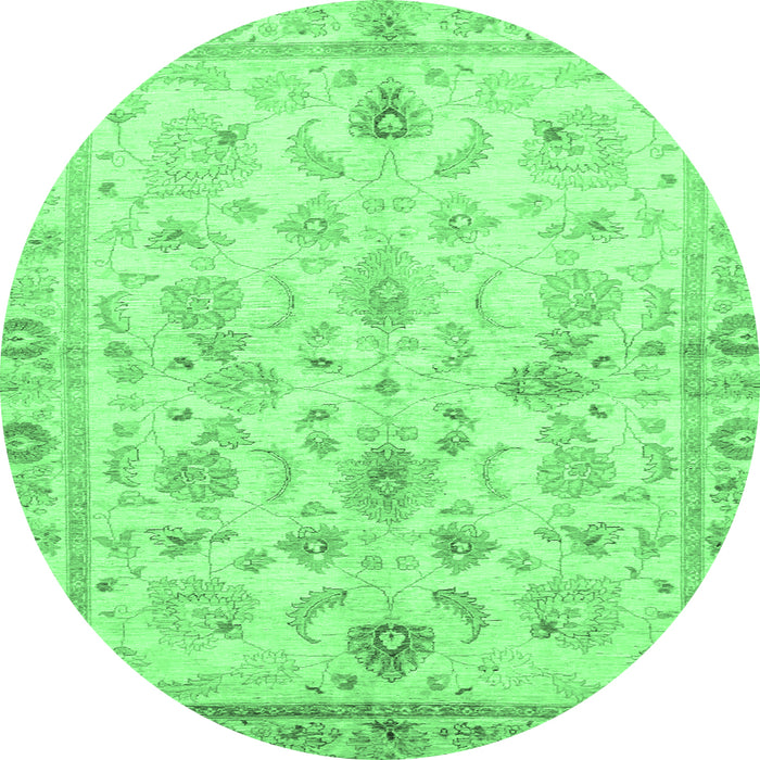 Round Oriental Emerald Green Traditional Rug, abs723emgrn