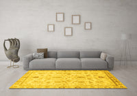 Machine Washable Oriental Yellow Traditional Rug, wshabs723yw