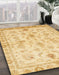 Abstract Mustard Yellow Oriental Rug in Family Room, abs723