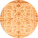 Round Machine Washable Oriental Orange Traditional Area Rugs, wshabs723org