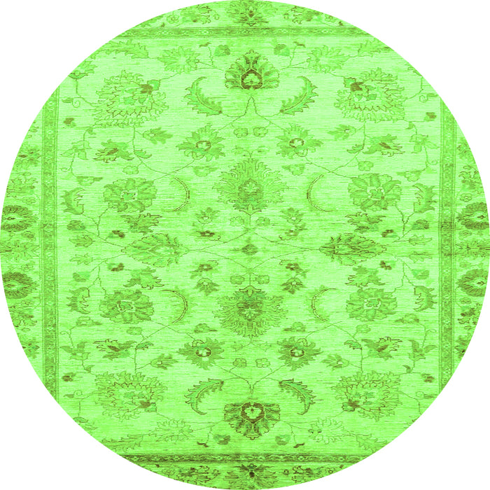 Round Machine Washable Oriental Green Traditional Area Rugs, wshabs723grn