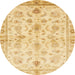 Round Machine Washable Abstract Mustard Yellow Rug, wshabs723