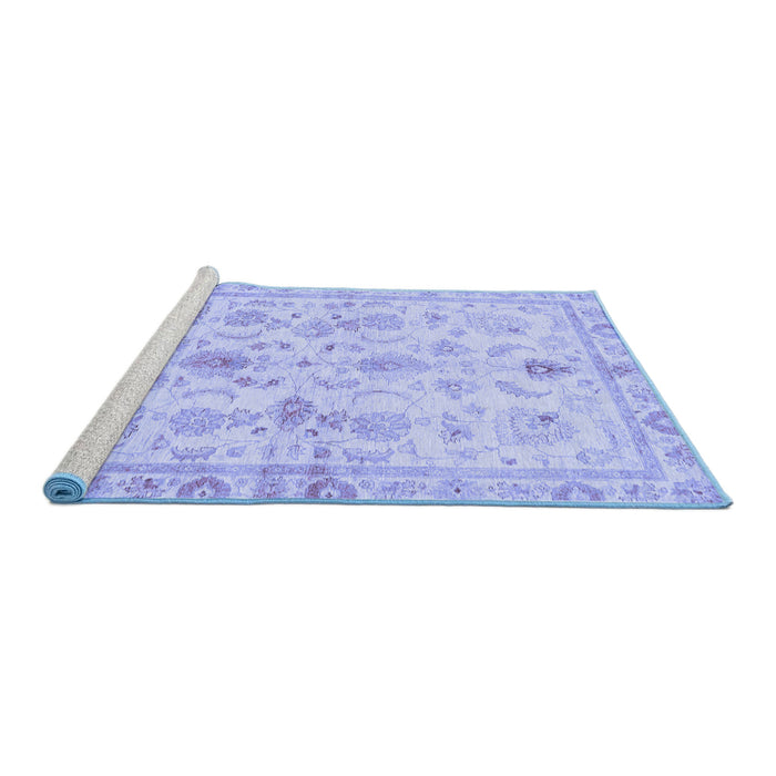 Sideview of Machine Washable Oriental Blue Traditional Rug, wshabs723blu