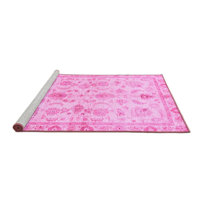 Sideview of Machine Washable Oriental Pink Traditional Rug, wshabs723pnk