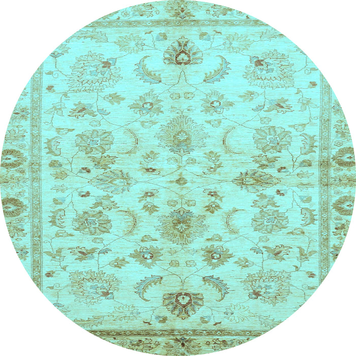 Round Oriental Light Blue Traditional Rug, abs723lblu