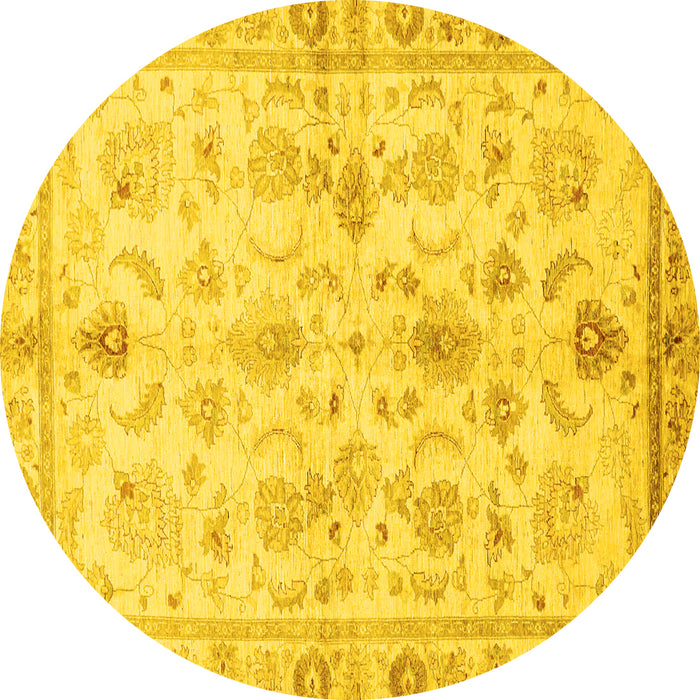 Round Oriental Yellow Traditional Rug, abs723yw