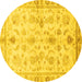 Round Oriental Yellow Traditional Rug, abs723yw