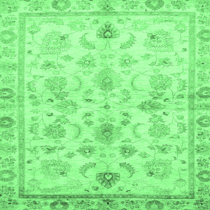 Square Machine Washable Oriental Emerald Green Traditional Area Rugs, wshabs723emgrn
