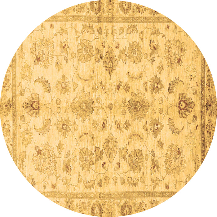 Round Machine Washable Oriental Brown Traditional Rug, wshabs723brn