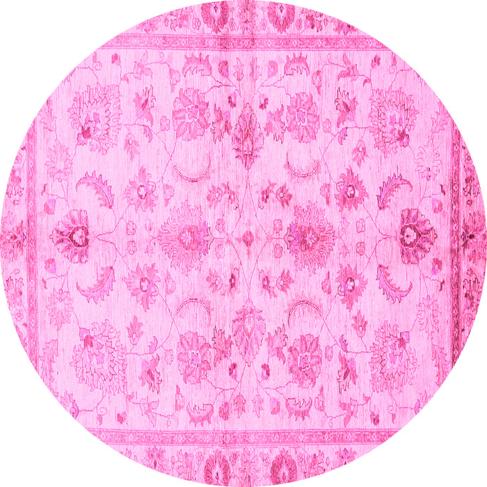 Round Oriental Pink Traditional Rug, abs723pnk