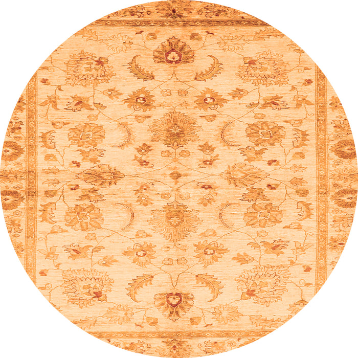 Round Oriental Orange Traditional Rug, abs723org
