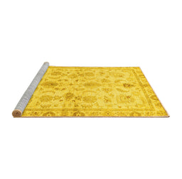 Sideview of Machine Washable Oriental Yellow Traditional Rug, wshabs723yw
