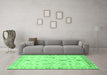 Machine Washable Oriental Emerald Green Traditional Area Rugs in a Living Room,, wshabs723emgrn