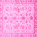 Square Machine Washable Oriental Pink Traditional Rug, wshabs723pnk