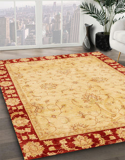 Machine Washable Abstract Chrome Gold Yellow Rug in a Family Room, wshabs724