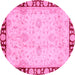 Round Oriental Pink Traditional Rug, abs724pnk