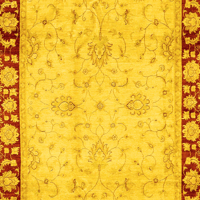 Machine Washable Oriental Yellow Traditional Rug, wshabs724yw