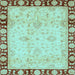 Square Machine Washable Oriental Light Blue Traditional Rug, wshabs724lblu