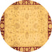 Round Oriental Brown Traditional Rug, abs724brn