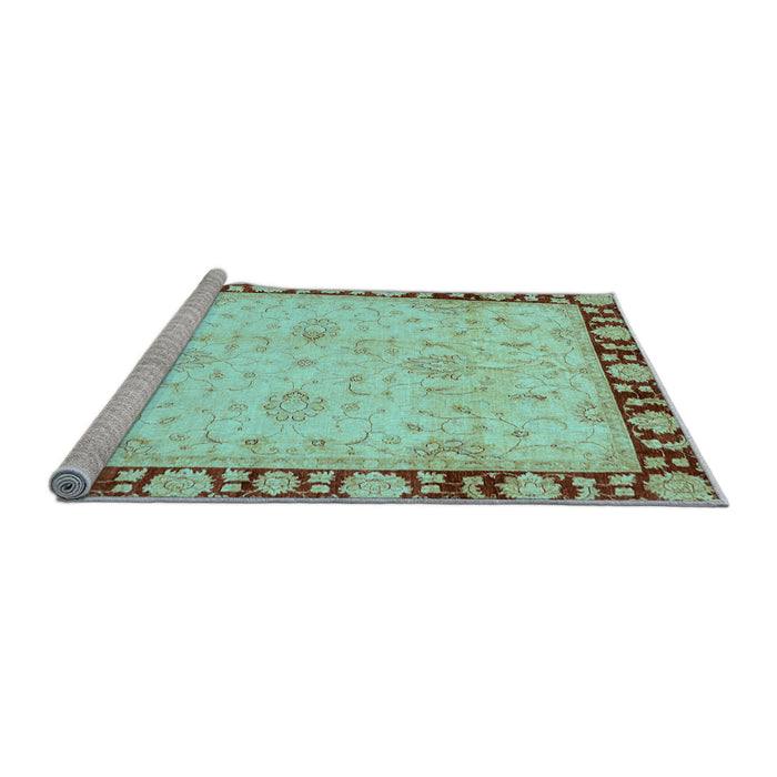 Sideview of Machine Washable Oriental Light Blue Traditional Rug, wshabs724lblu