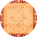 Round Machine Washable Oriental Orange Traditional Area Rugs, wshabs724org