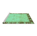 Sideview of Machine Washable Oriental Turquoise Traditional Area Rugs, wshabs724turq