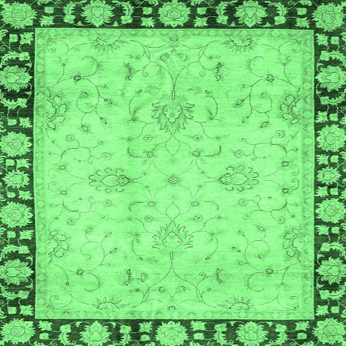 Square Machine Washable Oriental Emerald Green Traditional Area Rugs, wshabs724emgrn