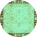 Round Oriental Turquoise Traditional Rug, abs724turq