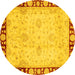 Round Oriental Yellow Traditional Rug, abs724yw