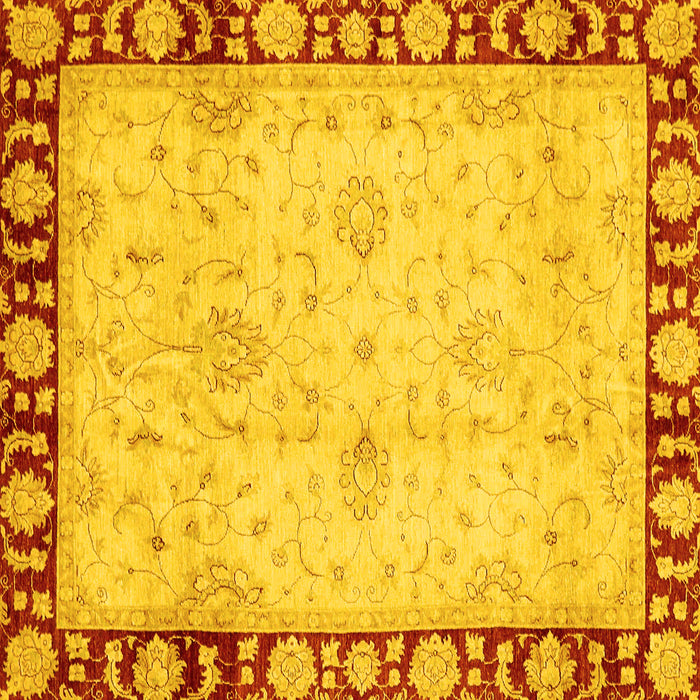 Square Machine Washable Oriental Yellow Traditional Rug, wshabs724yw