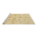 Sideview of Machine Washable Abstract Brown Gold Rug, wshabs725