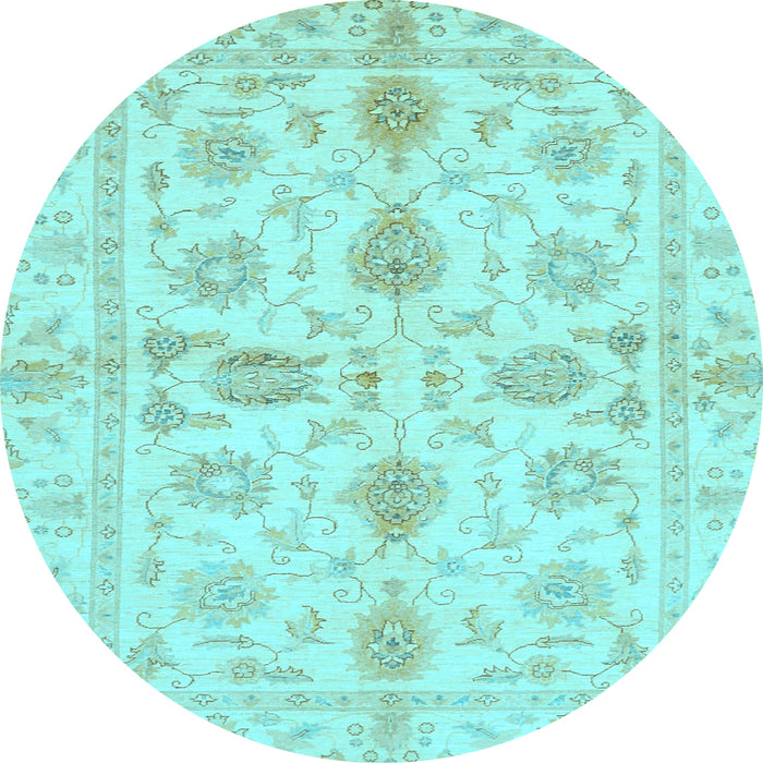 Round Oriental Light Blue Traditional Rug, abs725lblu