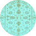 Round Oriental Light Blue Traditional Rug, abs725lblu