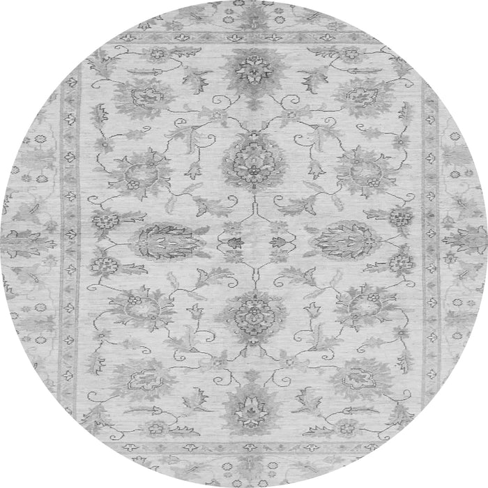 Round Machine Washable Oriental Gray Traditional Rug, wshabs725gry