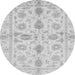 Round Machine Washable Oriental Gray Traditional Rug, wshabs725gry