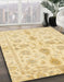 Abstract Brown Gold Oriental Rug in Family Room, abs725