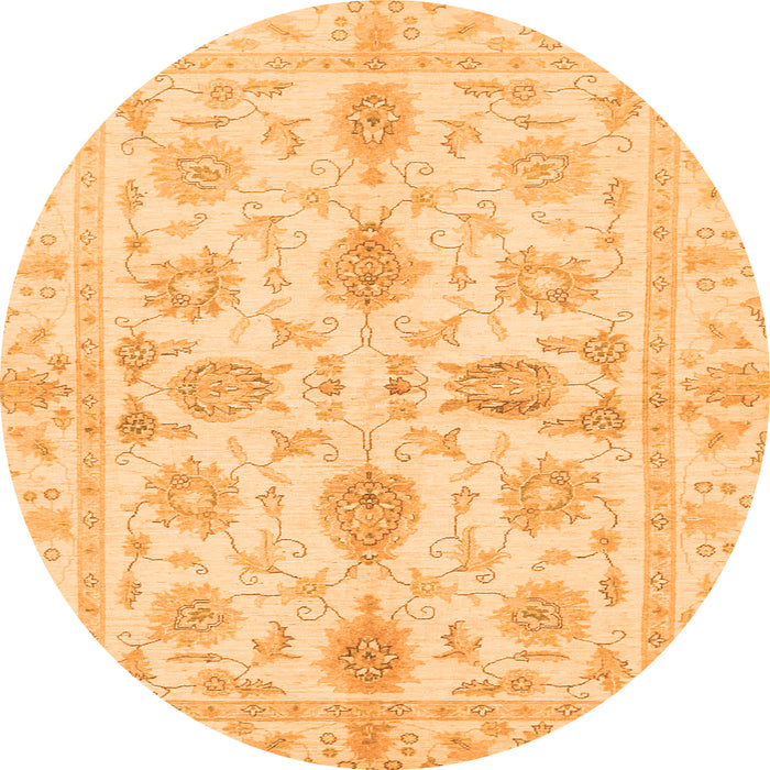 Round Machine Washable Oriental Orange Traditional Area Rugs, wshabs725org