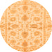 Round Machine Washable Oriental Orange Traditional Area Rugs, wshabs725org